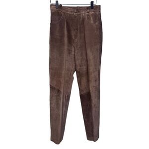 Danier Brown Suede Leather Straight Leg Pants Size 8
